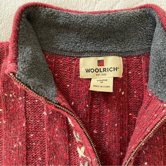 Woolrich Wool Blend Sweater 1/4 Zip Deep Ruby Heather Pullover Medium NWT - Picture 3 of 10